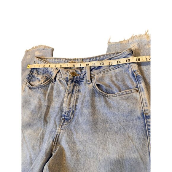Zara Basic Denim Light Wash Frayed Hem Jeans Size 6 - Picture 5 of 9